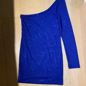 Forever 21 One Sleeve Sparkly Blue Dress